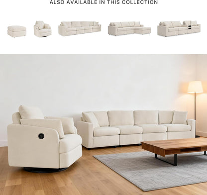 Signature Design by Ashley Modmax Coastal Press-Back Swivel Glider Rocker Recliner with Machine Washable Cover, Hidden Storage Compartments and 2 Bolster Pillows, Beige - Colors B