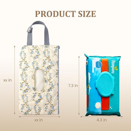 Quilted Baby Diaper and Wipes Pouch Portable Mommy Bag for Stroller Reusable Wipes Pouch with Lanyard for Casual Travel (Beige)