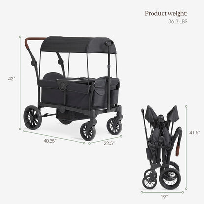 Evolur Velo Rider Travel Stroller – Compact, Lightweight Umbrella Stroller for Toddlers 6–36 Months, One-Hand Fold, Footrest, Rear Platform, 5-Point Harness, Portable & Travel-Friendly