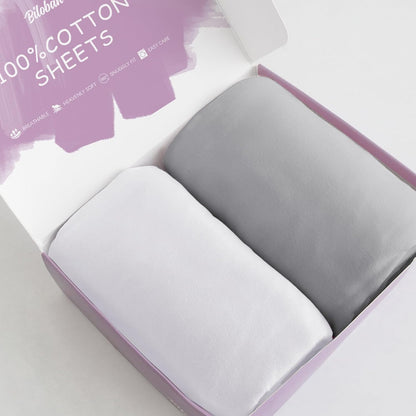 Bassinet Sheets Fit for Simmons Kids By The Bed City Sleeper Bassinet(Twins), Moses Basket and Hospital Bassinet, 100% Cotton, 2 Pack, Gray and White Print - Colors A