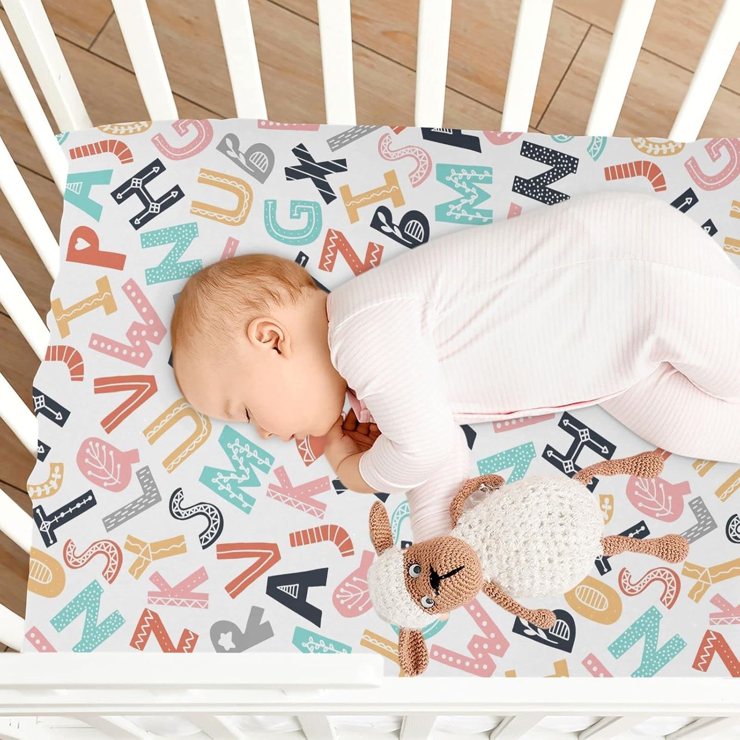 Fall Cute Mushroom Leaves Fitted Crib Sheets Stretchy Portable Playard Sheets for Baby Toddler, Breathable Soft Mini Crib Mattress 52 x 28 in for Boys and Girls