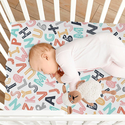 Fall Cute Mushroom Leaves Fitted Crib Sheets Stretchy Portable Playard Sheets for Baby Toddler, Breathable Soft Mini Crib Mattress 52 x 28 in for Boys and Girls