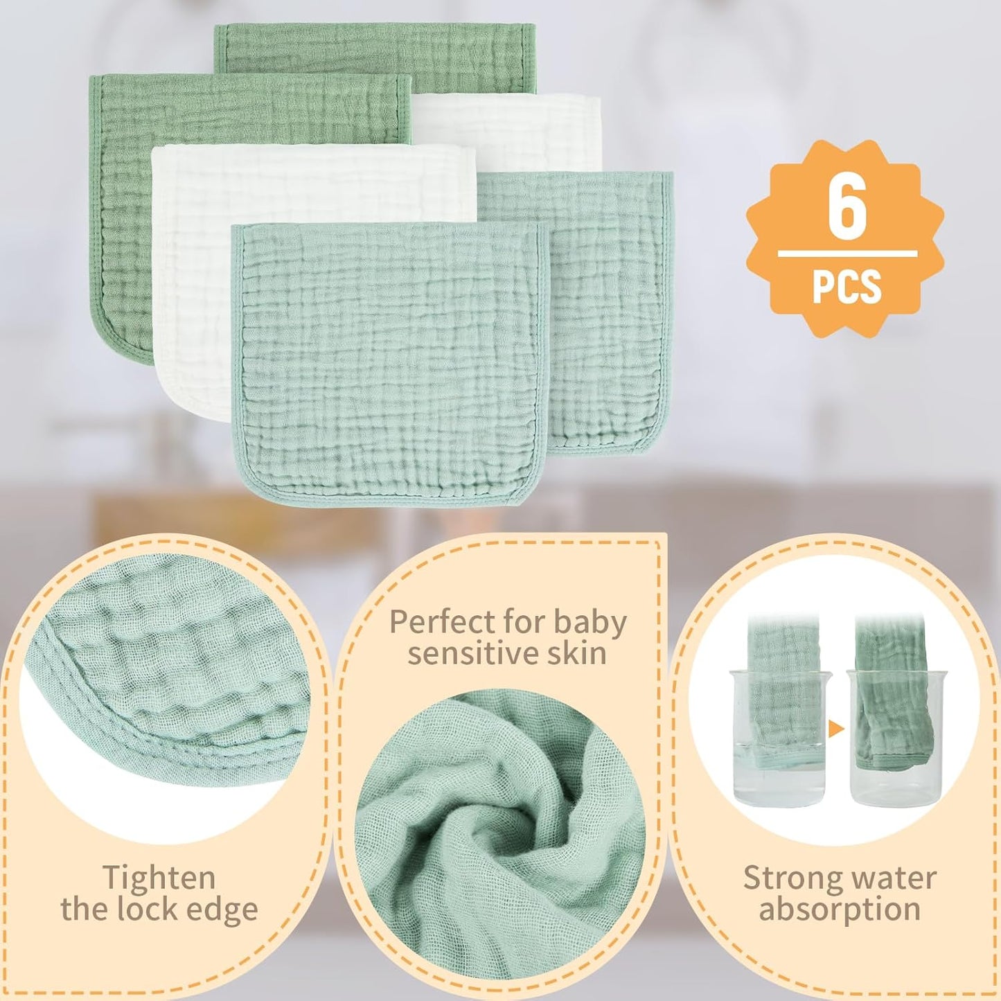 Muslin Burp Cloths 100% Cotton Baby Burp Cloths Soft, Absorbent 10x20 inches for Girls and Boys Baby Essentials