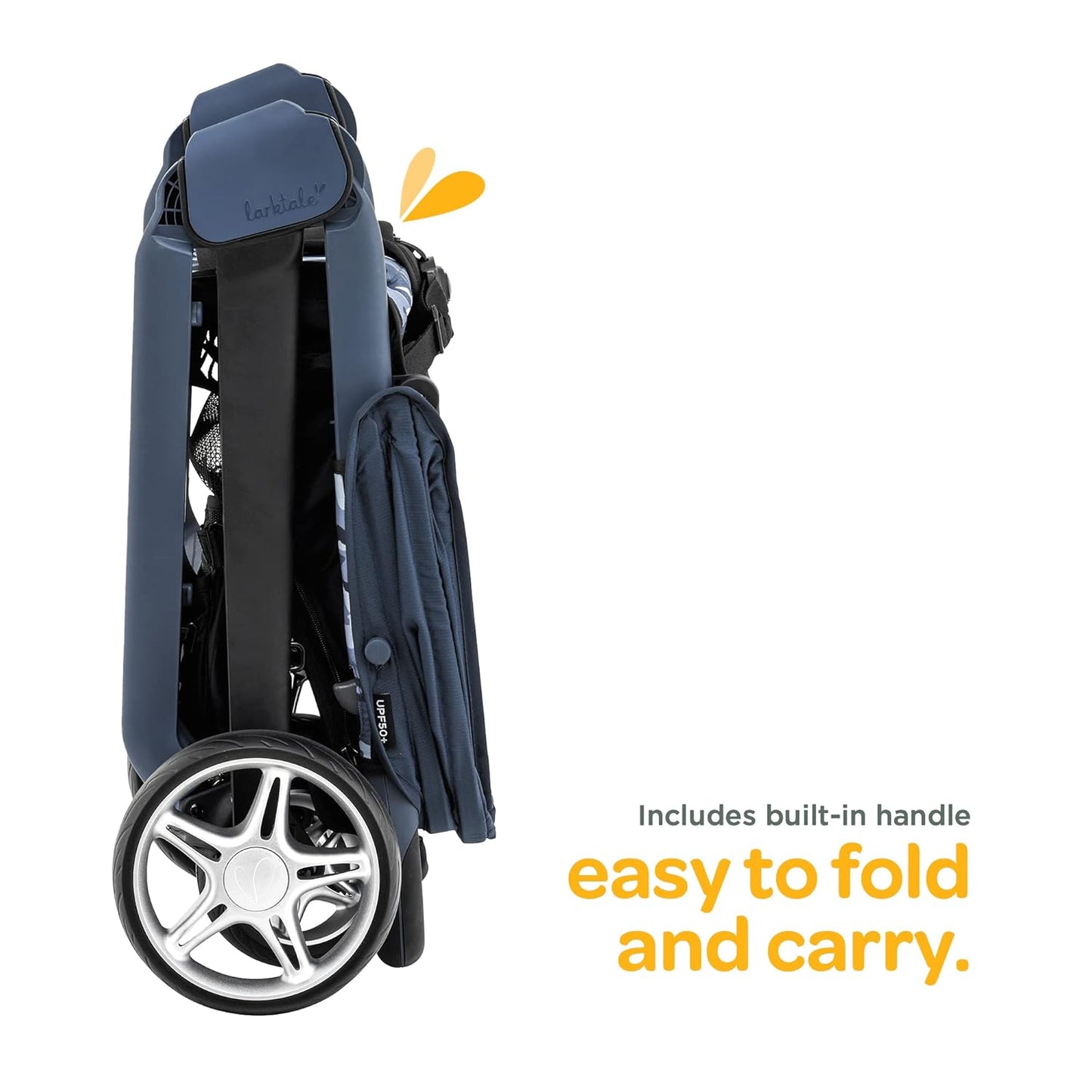 Larktale Chit Chat | Lightweight Compact Stroller for Babies & Toddlers 6 Months & Up | Best Travel Stroller | One-Handed Steering & Easy Fold, Longreef Navy
