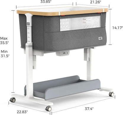 VaVaSoo Electric Rocking Bassinet for Baby Automatic Bedside Sleeper Rocks Itself 3 Speeds Auto Rolling Newborn Cradle 5 Height Adjustable with Music, Wheels, Storage, Dark Grey