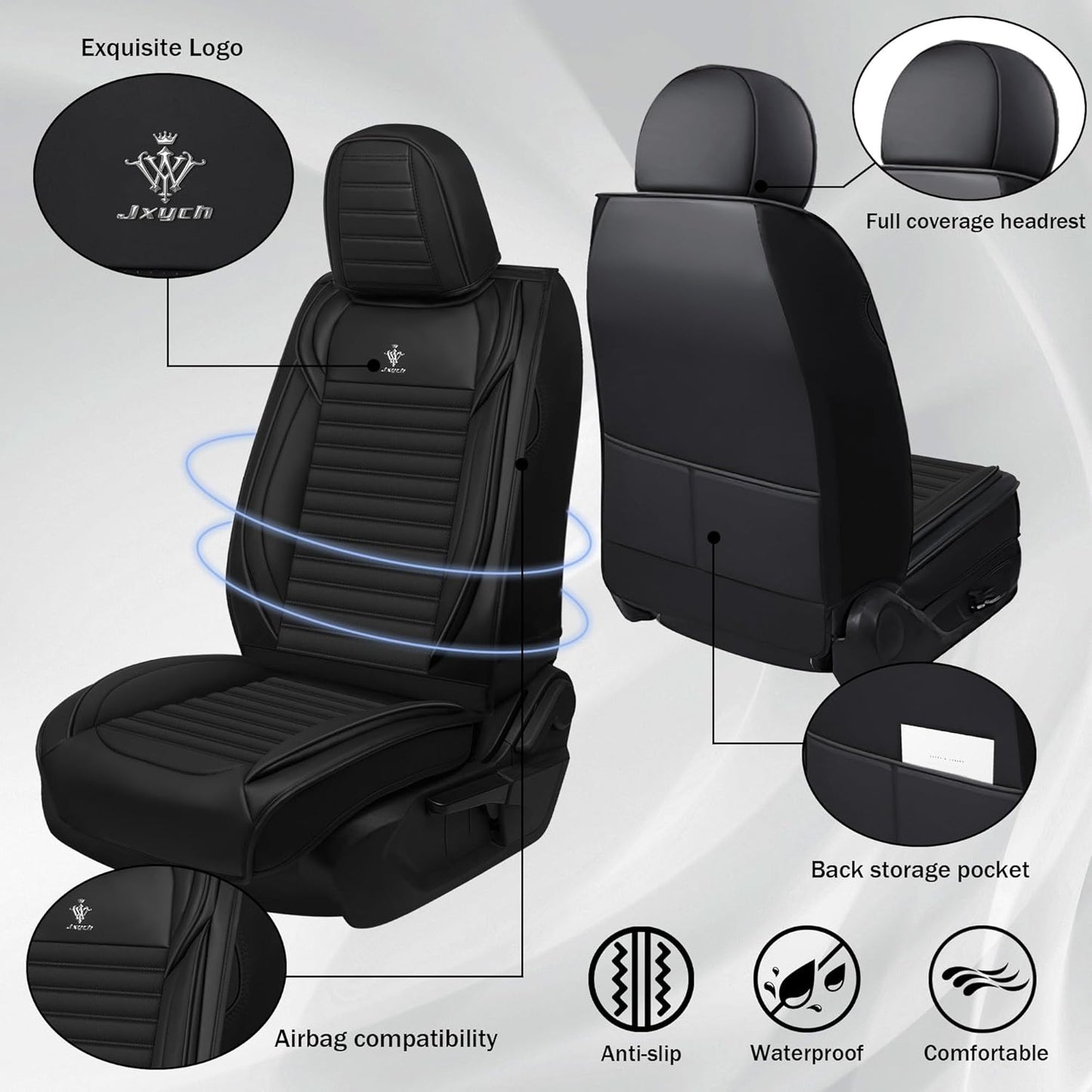 Seat Covers Fit for Mini Convertible 2009-2025 Premium Leather Car Seat Covers, Waterproof Non-Slip and Airbag Compatible, Fashion Car Seat Protector (Black Red,Front Set with Pillow)
