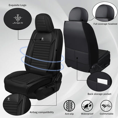 Seat Covers Fit for Mini Convertible 2009-2025 Premium Leather Car Seat Covers, Waterproof Non-Slip and Airbag Compatible, Fashion Car Seat Protector (Black Red,Front Set with Pillow)