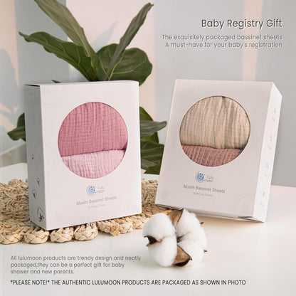 lulumoon Muslin Bassinet Sheets for Baby: Soft Bedside Sleeper Bassinet Fitted Sheets for Boys and Girls