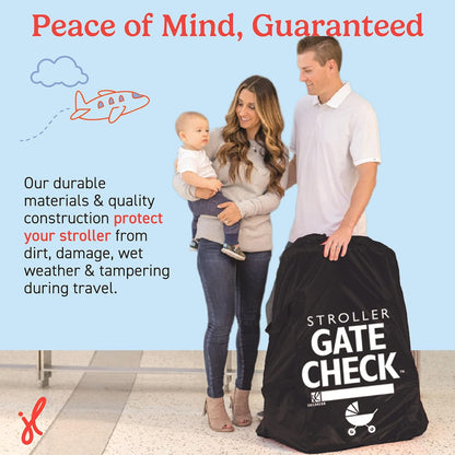 J.L. Childress Gate Check Bag for Single & Some Double Strollers - Travel Bag for Airplane, Fits Most Standard Baby Strollers, Airport Accessories for Gate Check, Flying Essentials - Red