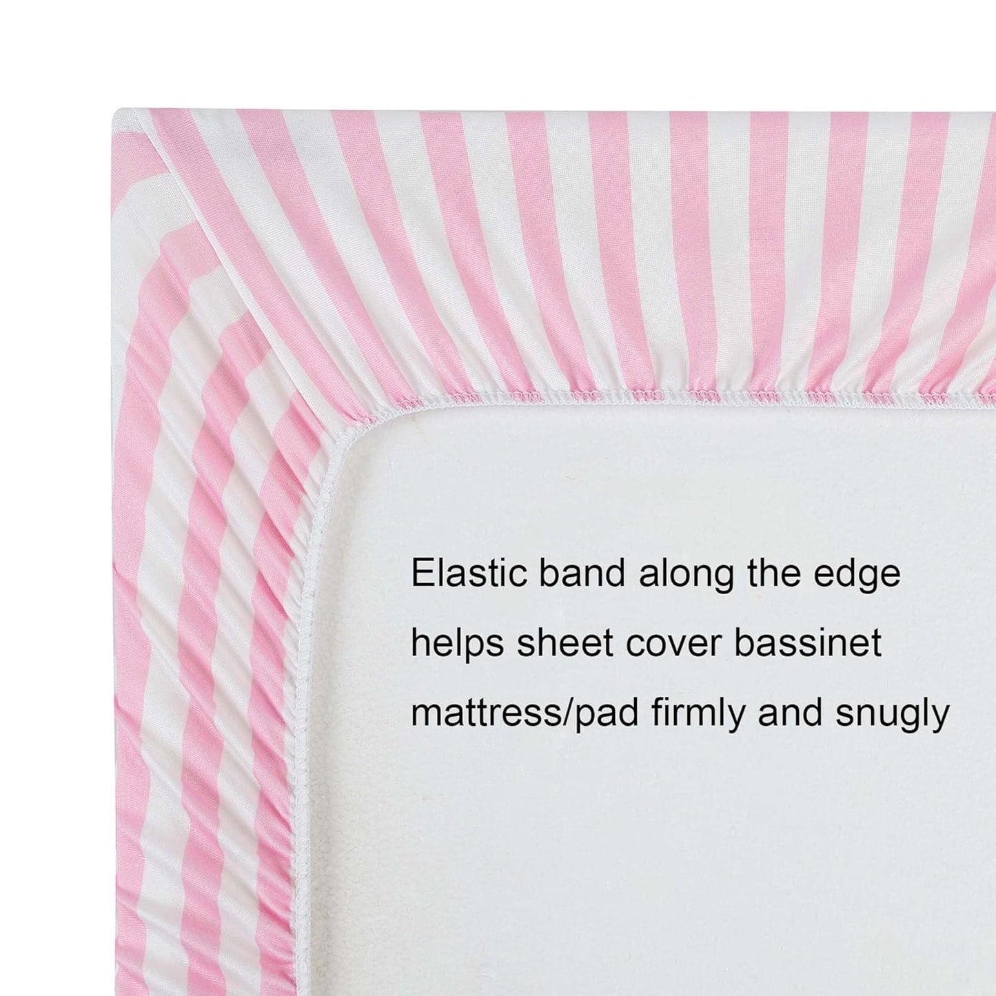 Onacosht Stretchy Bassinet Sheets 33" x 19" Compatible with Mika Micky, KoolaBaby (3 in 1), BabyBond, HARPPA and RICUTON Bedside Bassinet, 3 Pack for Baby Boy and Girl, Pink Floral