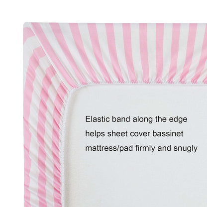 Onacosht Stretchy Bassinet Sheets 33" x 19" Compatible with Mika Micky, KoolaBaby (3 in 1), BabyBond, HARPPA and RICUTON Bedside Bassinet, 3 Pack for Baby Boy and Girl, Pink Floral