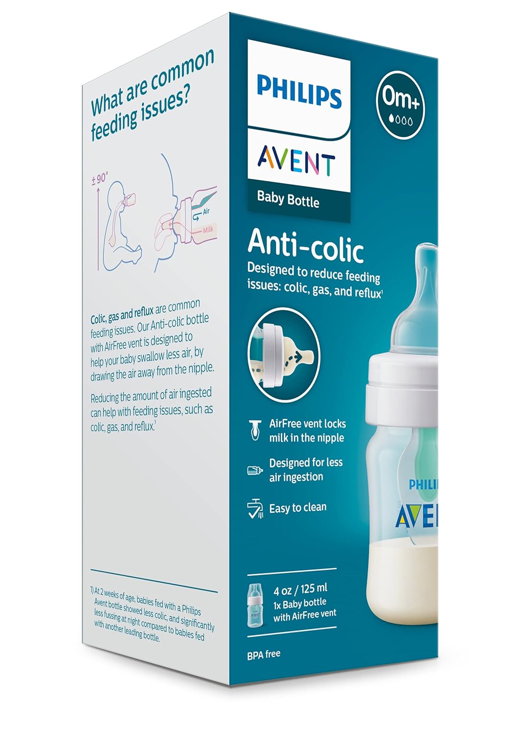 Philips Avent, Anti-Colic Baby Bottle with AirFree Vent, Scy703/91, Clear, Scy703/91, 9 Ounce