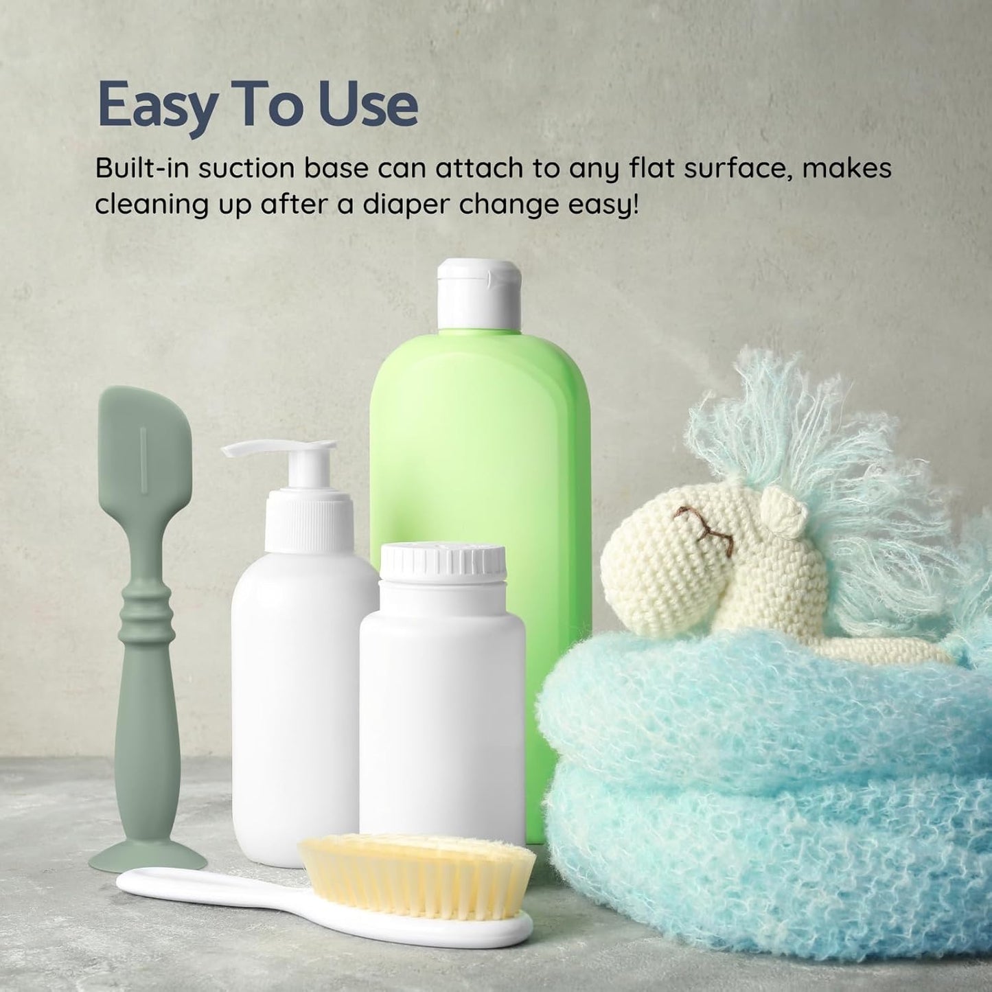 3 Packs Silicone Diaper Cream Applicator with Suction Base, Diaper Cream Spatula Applicator for Babies, Soft Silicone Diaper Cream Brush (Sage/Ether/Natural)