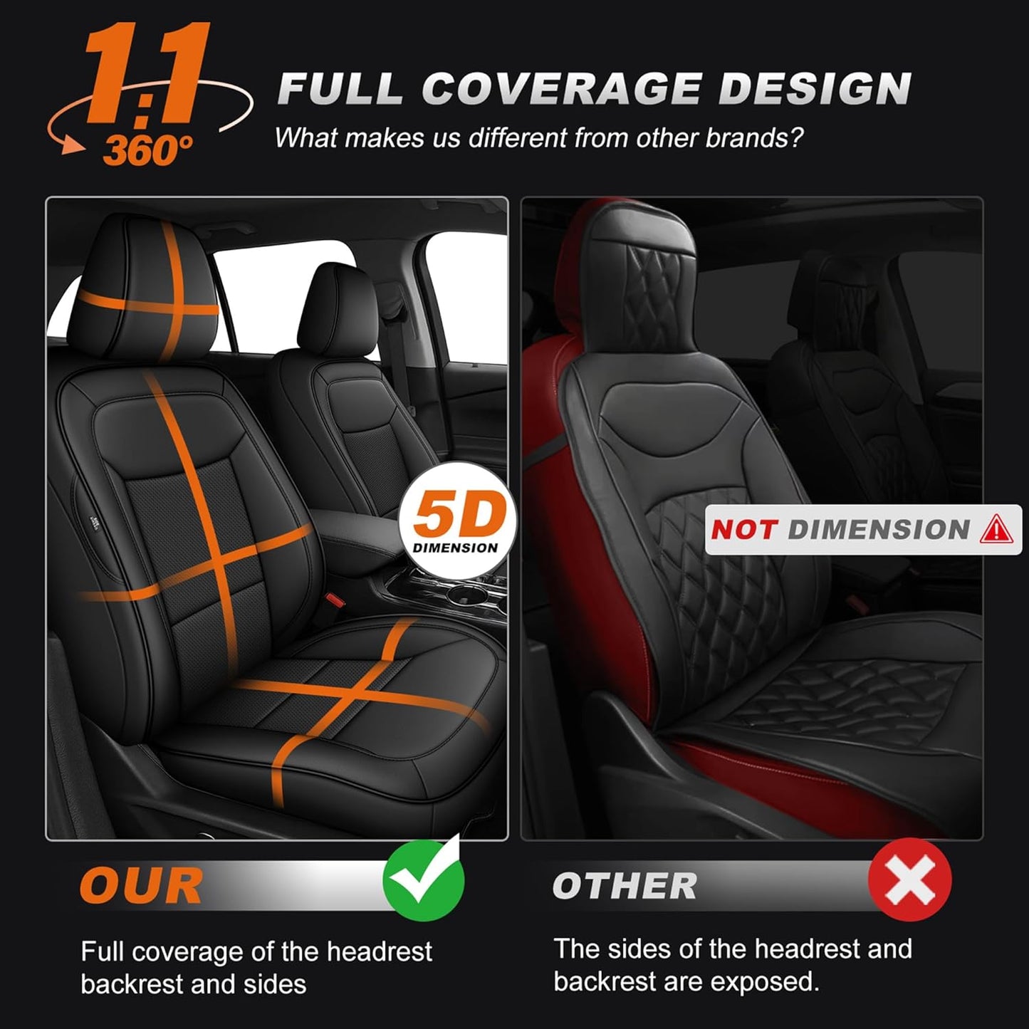 AOMSAZTO Seat Covers for Ford Mustang Coupe 2015 2016 2017 2018 2019 2020 2021 2022 2023 2024 2025 2026, Custom Fit Full Set Faux Leather (New Red)