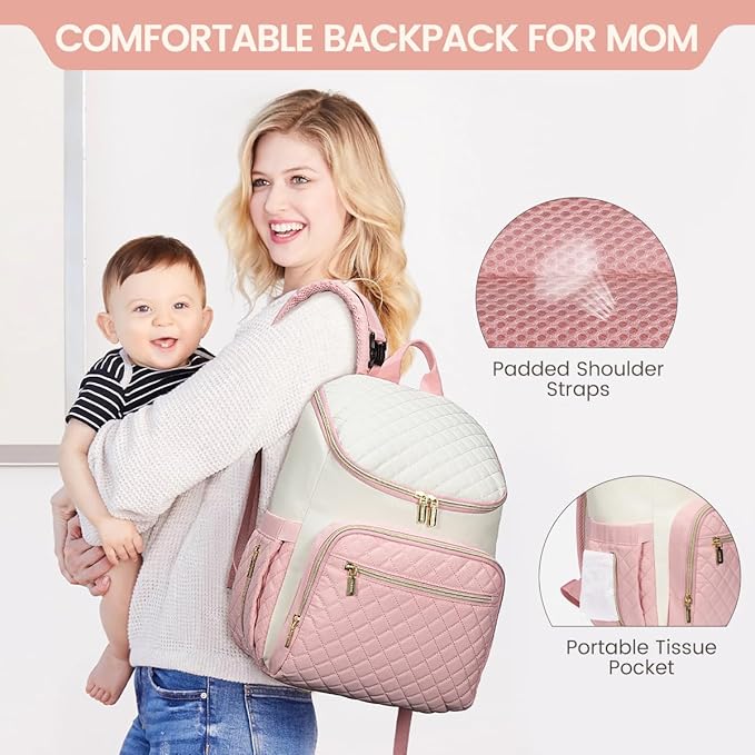 LOVEVOOK Diaper Bag Backpack Large Capacity Baby Bag with Portable Changing Pad, Multifunction Baby Travel Backpack