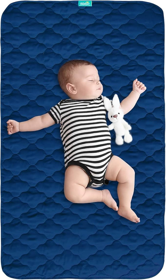 Waterproof Crib Mattress Protector Pad 28" x 52",Non-Slip & Absorbent Mattress Pad for Baby Standard Crib/Bed, Quilted Machine Washable Navy