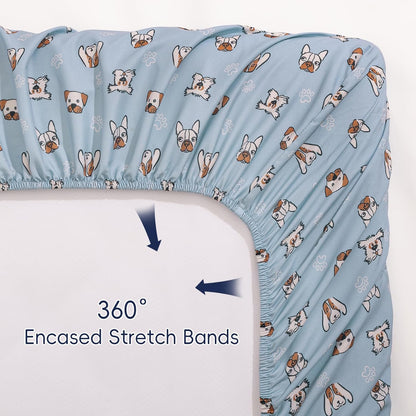PHF 3 Pack Soft Mini Crib Sheets, Floral & Animal Pack N Play Sheets for Baby Boys Girls, No Slip Universal Fit for Pack N Play, Playard, Portable and Mini Crib Mattresses,Floral & Animal