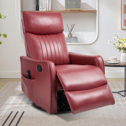 Trustyue Swivel Rocker Recliner Chair, 360° Swivel Recliner with Heat and Massage, Rocker Recliner Nursery Glider Chair with Side Pockets for Living Room (Beige, Fabric)