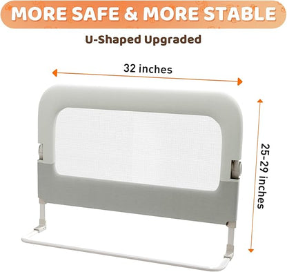 omzer Bed Guard Rail for Toddlers - 32inch Folding up & Adjustable Heights Baby Bed Safety Rails - Portable Toddler Bed Barrier Railing Guard for Kids Twin, Bunk, Queen, Full Size Bed