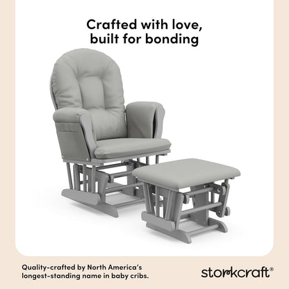 Storkcraft Premium Hoop Glider & Ottoman (Espresso/Gray Swirl) — GREENGUARD Gold Certified Nursery Glider, Solid Wood Craftsmanship, Smooth-Gliding Nursery Chair and Ottoman, Award-Winning - Colors B