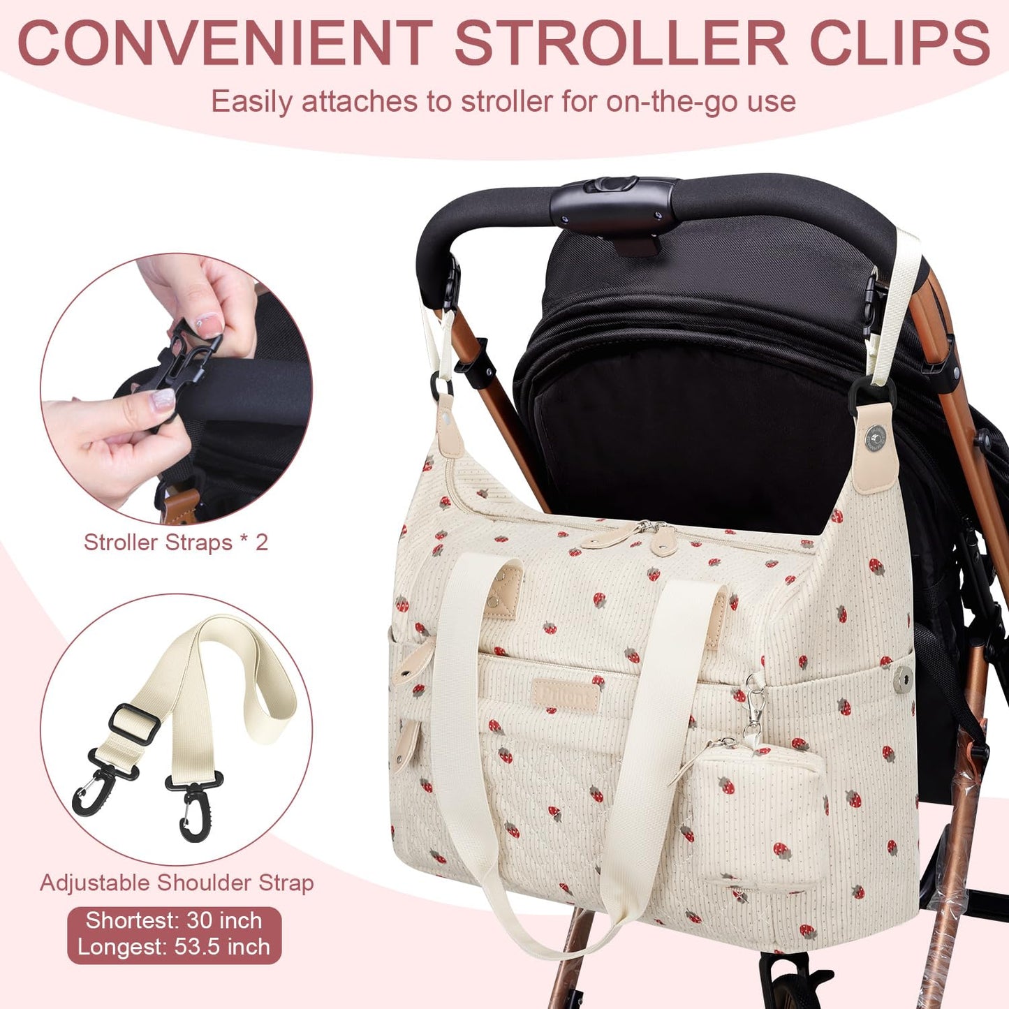 Pritent Diaper Bag Tote - Diaper Baby Bags with Pacifier Case, Shoulder Straps, Stroller Clips, Waterproof Large Mommy Maternity Travel Baby Bag for Mom and Dad, Green, Medium