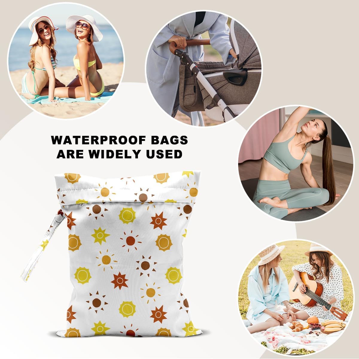 Unicorn Wet Dry Bag 12x10 Inch, Waterproof Reusable Wet Bag with Two Zippered Pockets & Handle for Swimsuit Travel Beach Pool Gym Stroller Dirty Yoga Gym Clothes Toiletries Daycare Organizer