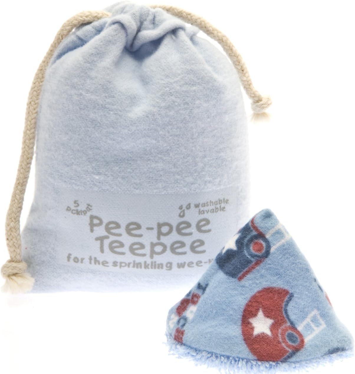 Beba Bean - Pee Pee Teepee for Baby Boy - Reusable & Washable Pee Shield for Diaper Changing - Baby Shower Gifts for Boys - Li’l Monkey Cotton Cloth - Laundry Bag - Set of 5 Covers