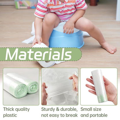 200 Pack Portable Potty Chair Liners with Drawstring,Disposable Potty Liners Bags,Training Toilet Seat Potty Bags for Kids Toddler Pet Outdoors