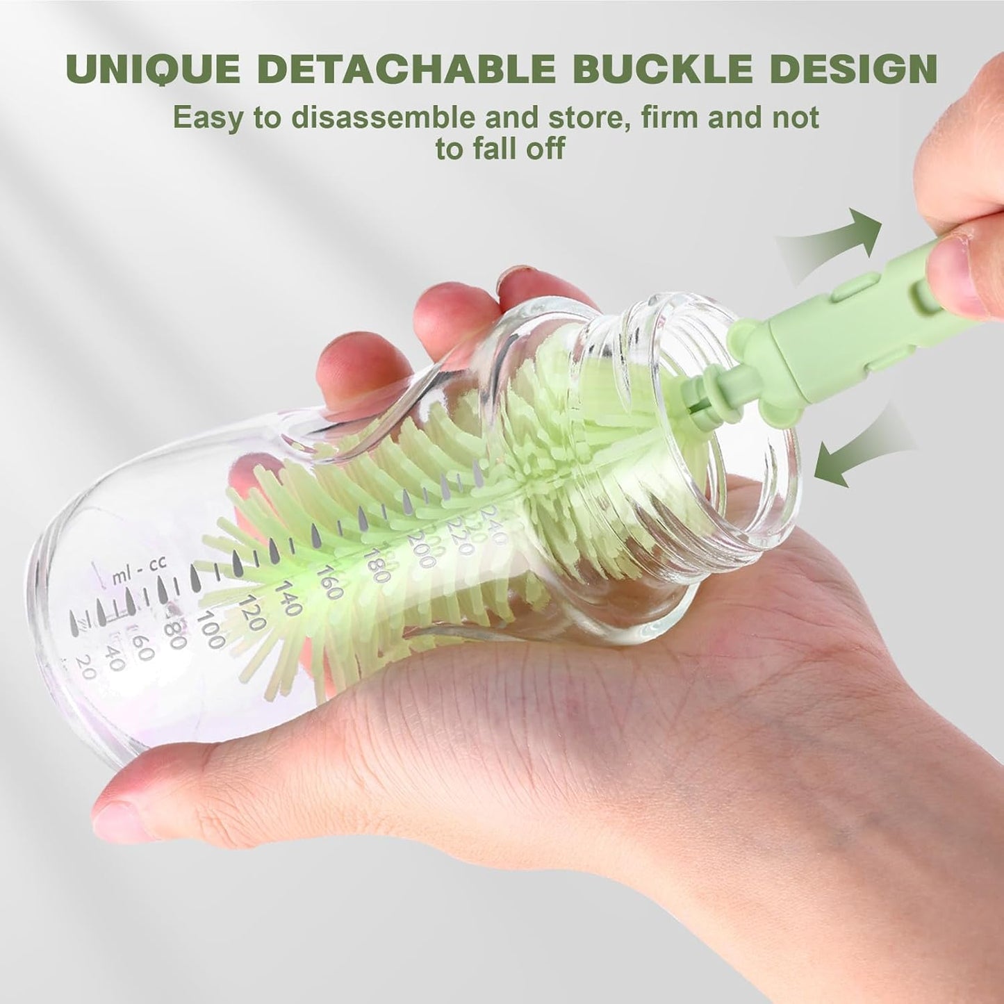 Baby Bottle Cleaner Brush Set Bottle Cleaner Brush Set Portable Bottle Cleaning Kit Set Silicone Brush, Nipple Brush, Straw Brush, Dispense Detergent Dispenser, Drying Rack - 6 in 1