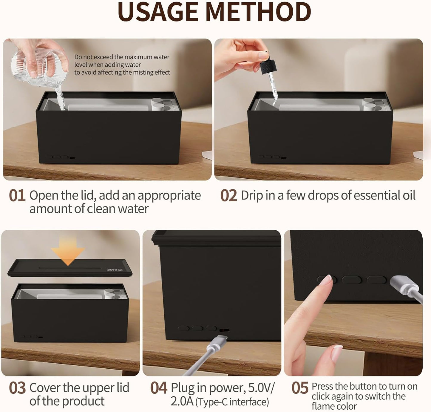 Essential Oil Diffuser 280ml, Aromatherapy Diffuser with Remote Control, 7 Color LED Lights for Home Bedroom Office(White)