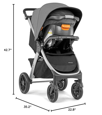 Chicco Bravo LE ClearTex Full-Size Stroller for Babies and Toddlers, UPF-Rated Canopy, GREENGUARD Gold Certified, Lightweight, One-Hand Compact Fold, Pewter/Grey