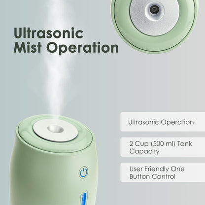 Aqua Glo Personal, Portable Humidifiers for Bedroom – Ultrasonic Cool Mist Humidifier with Built In Rechargeable Battery. Air Humidifier for Baby, Plants, Home, Office, Travel. Lavender