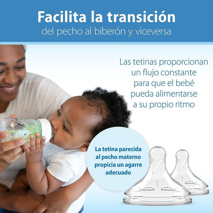 Dr. Brown's Anti-Colic Options + Wide-Neck Baby Bottle Designer Edition Dino Decos, 9oz/270mL, Level 1 Slow Flow Nipple, BPA-Free, 0m+, 2-Pack
