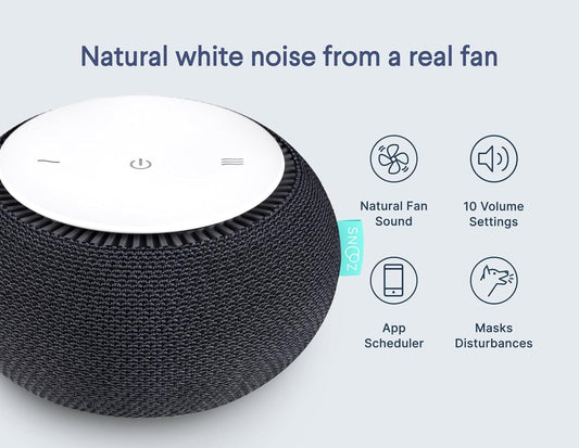 SNOOZ Smart White Noise Machine - Real Fan Inside for Non-Looping Sound, Portable Sleep Aid for Adults, Dogs, Travel, Home, Bedroom, Sleeping, Office Privacy, Therapy, & Baby Registry Essential- Cloud