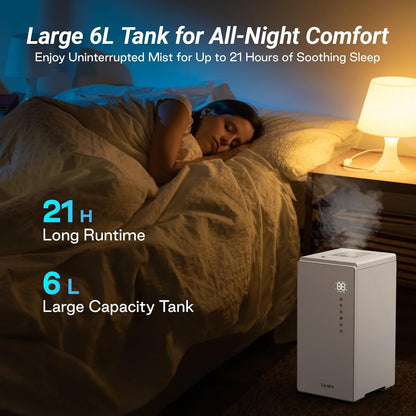 Livatro Stainless Steel Humidifier, 3L Warm Mist Humidifier, Easy Clean with Warm Steam Humidifier, Healthy Air Mist Humidifiers for Bedroom Living Room, with Sleep Mode and Auto-off Setting