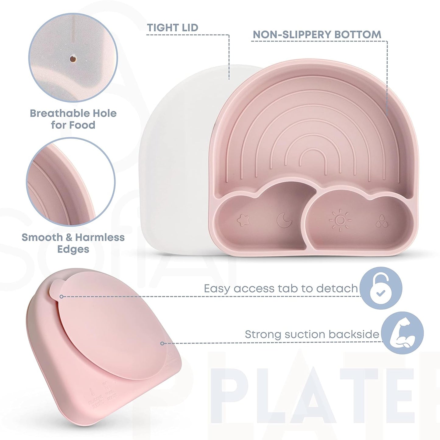 BPA-Free Non-Toxic Silicone Baby Feeding Set – Suction Plate, Bowl, Bib & Cup – 11-Piece Baby Led Weaning Set for Ages 6-18 Months – Eco Gift Bag (Dusty Blue)