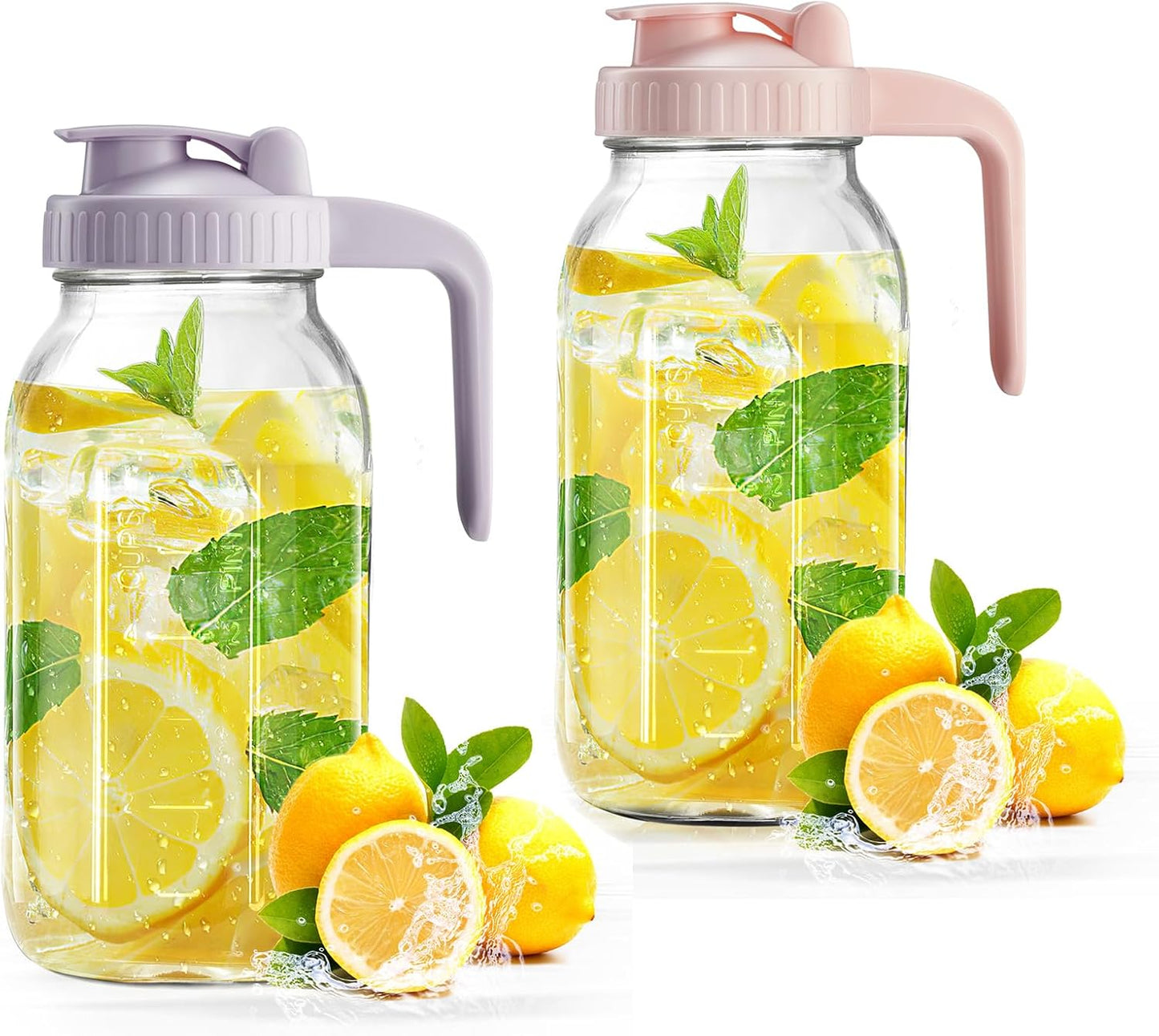32oz Glass Pitcher with Lid & V-shaped Pour Spout - 1 Quart Breastmilk Pitcher Double Leak Proof, Creamer Container for Sun Tea, Juice, Cold Brew Coffee, Breastmilk Storage Container