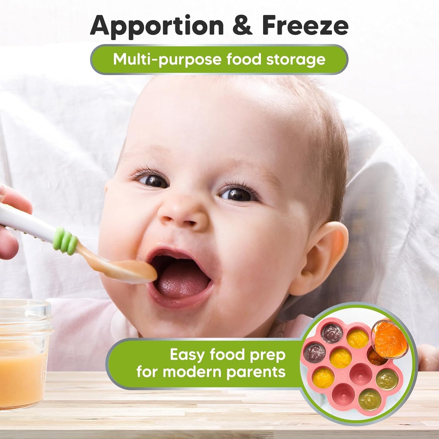 KeaBabies Silicone Food Freezer Trays with Lid, 2oz x 10 Pods Baby Food Storage Containers, Easy Puree Meal Prep, Breast Milk Silicone Freezer Molds, Dishwasher, Microwave Safe, BPA-Free (Chai Latte)