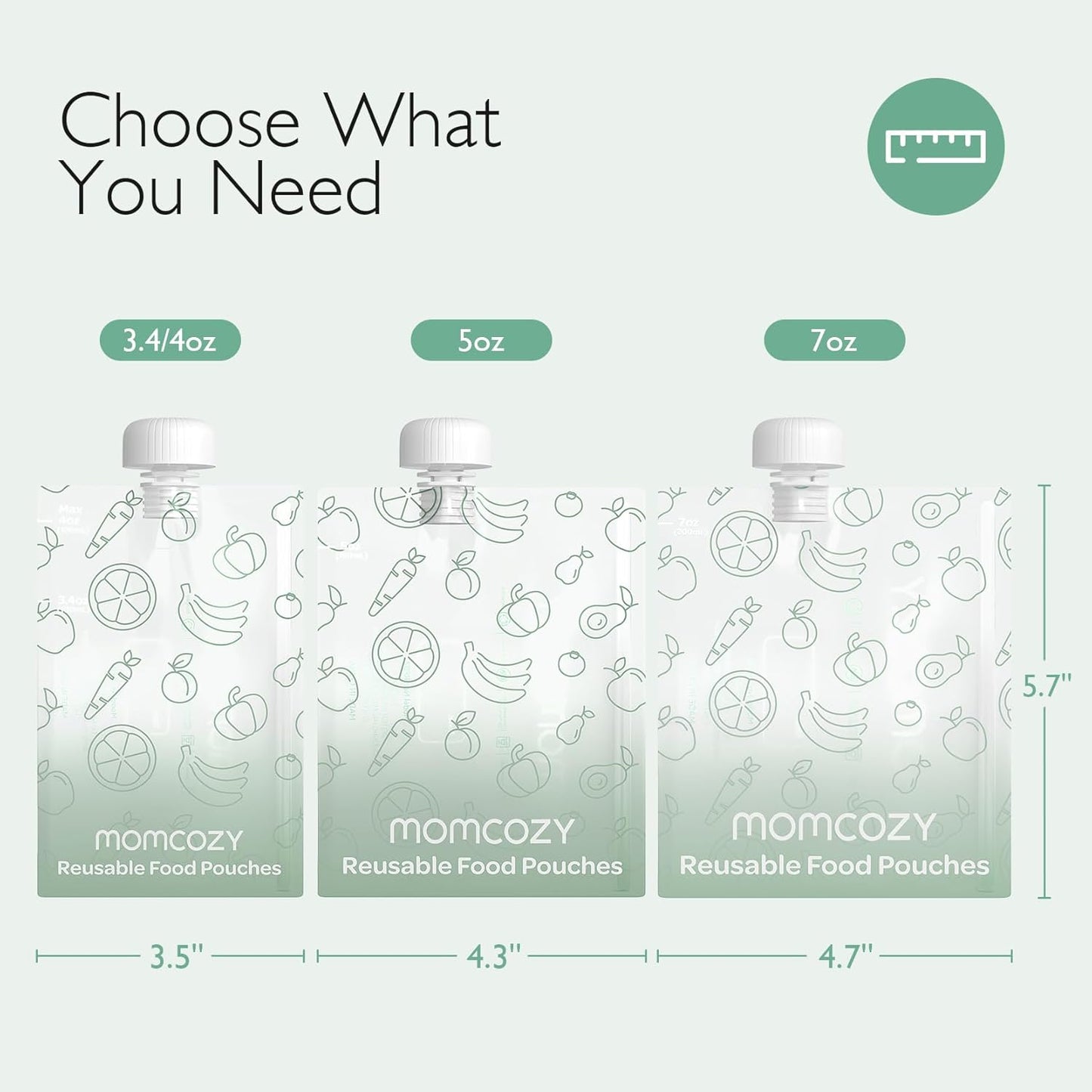 Momcozy Reusable Baby Food Pouches for Toddlers,BPA Free Plastic,Food Safe,Freezer Safe,Refillable for Applesauce Yogurt & Puree Squeeze Pouch,10 packs,5oz