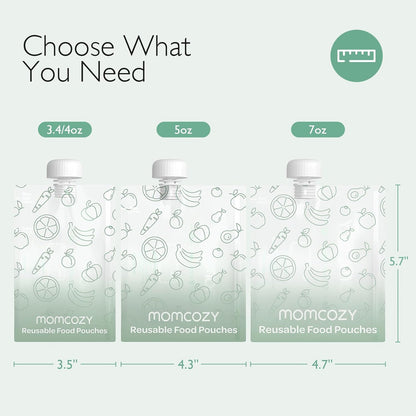 Momcozy Reusable Baby Food Pouches for Toddlers,BPA Free Plastic,Food Safe,Freezer Safe,Refillable for Applesauce Yogurt & Puree Squeeze Pouch,10 packs,5oz