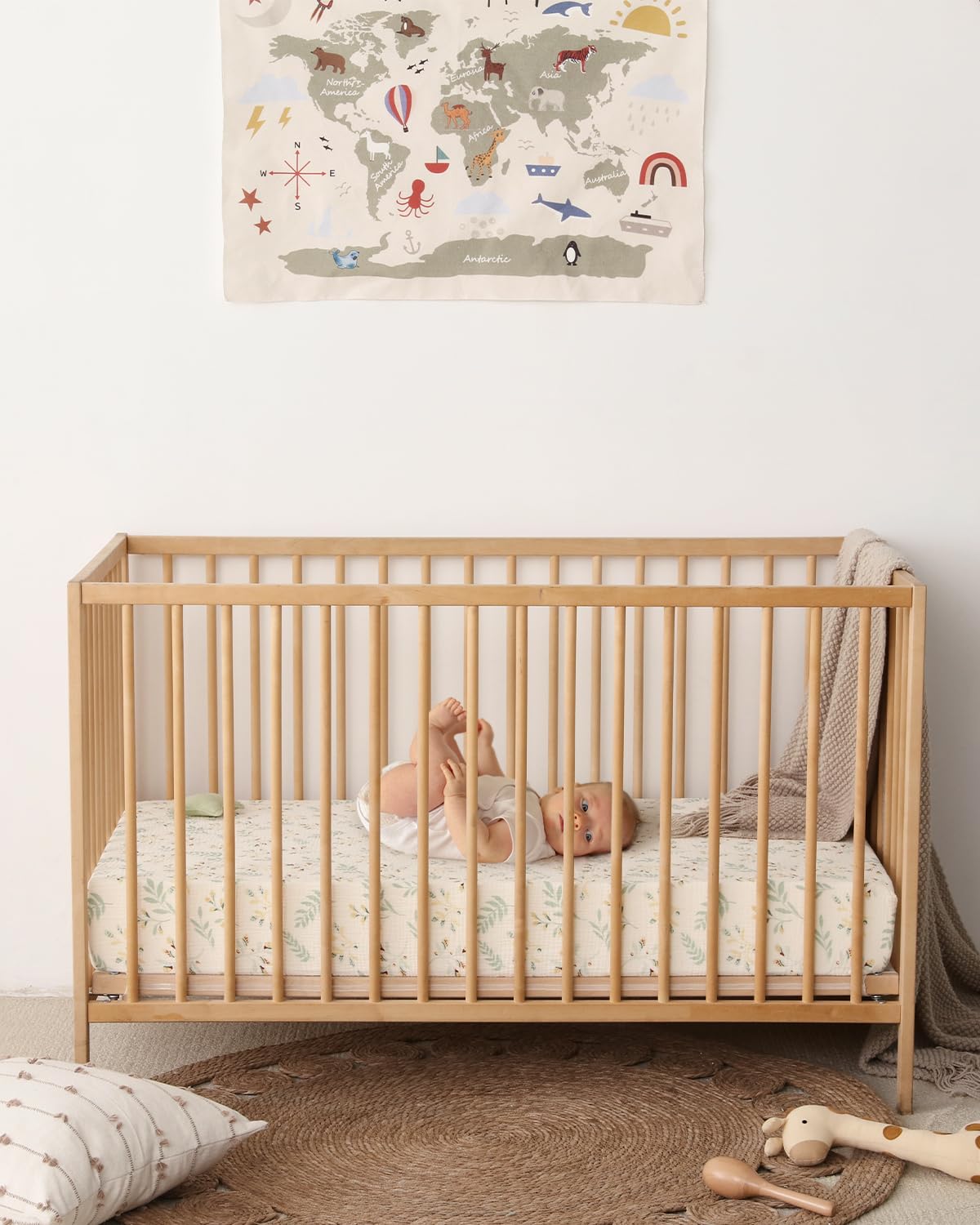 Blissful Diary Muslin Bassinet Sheets for Baby Girls Boys, Boho Soft Cotton Fitted for Oval Hourglass Rectangle Mattress, 2 Pack(Sunshine&Brown)
