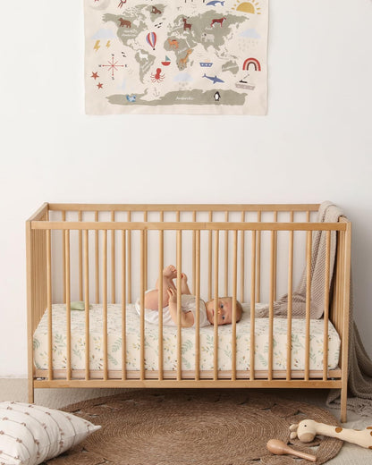 Blissful Diary Muslin Bassinet Sheets for Baby Girls Boys, Boho Soft Cotton Fitted for Oval Hourglass Rectangle Mattress, 2 Pack(Sunshine&Brown)
