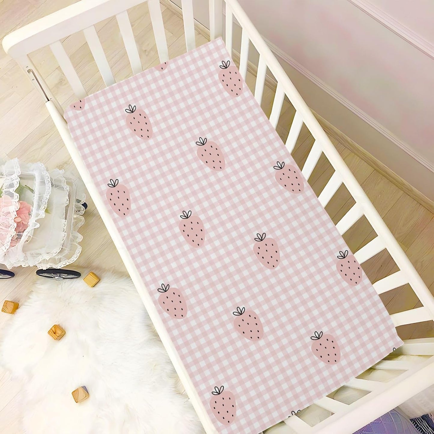 Fitted Crib Sheets Cactus and Floral Stretchy Portable Playard Sheets for Baby Toddler, Breathable Soft Mini Crib Mattress 52 x 28 in for Boys and Girls