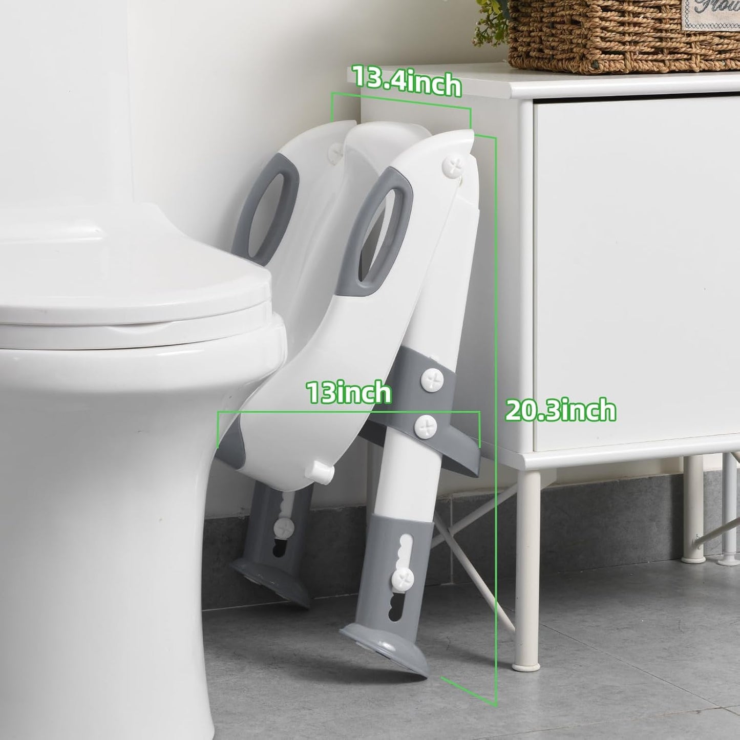 Potty Training Seat, SKYROKU Upgrade Toddler Toilet Seat for Kids Boys Girls, 2 in 1 Potty Training Toilet, Splash Guard Anti-Slip Pad Step Stool,New Sector-Shape Stabilized Base (8899+Grey)