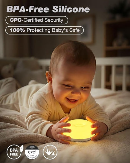Baby Night Light, 0 Blue-Light Nursery Egg Light for Breastfeeding, Flip Design, Soft BPA Free, 3 Colors & Dimming, Rechargeable Portable Touch Nightlight for Kids Toddler