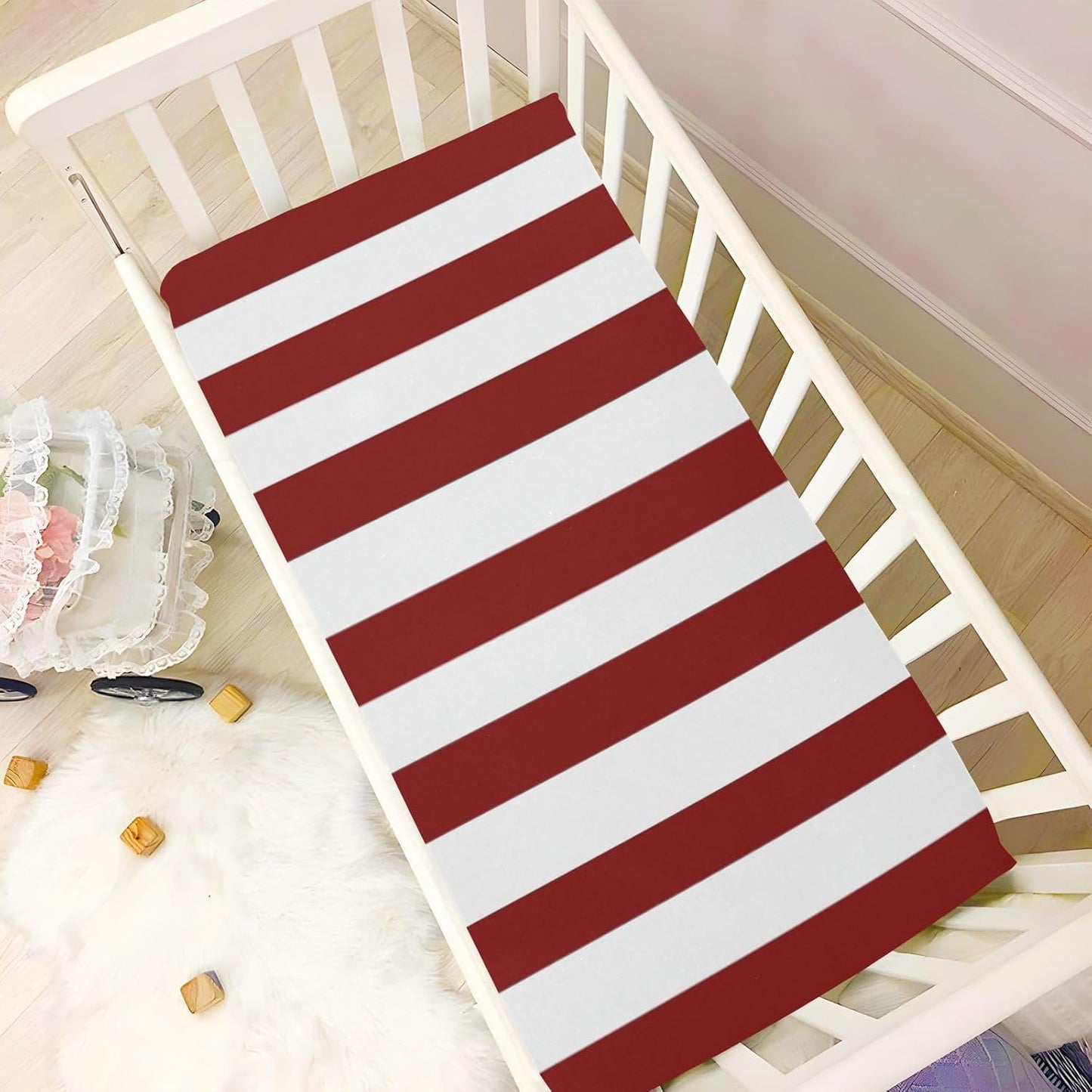 Fitted Crib Sheets Cactus and Floral Stretchy Portable Playard Sheets for Baby Toddler, Breathable Soft Mini Crib Mattress 52 x 28 in for Boys and Girls