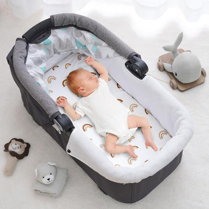 PHF 3 Pack Soft Mini Crib Sheets, Floral & Animal Pack N Play Sheets for Baby Boys Girls, No Slip Universal Fit for Pack N Play, Playard, Portable and Mini Crib Mattresses,Floral & Animal