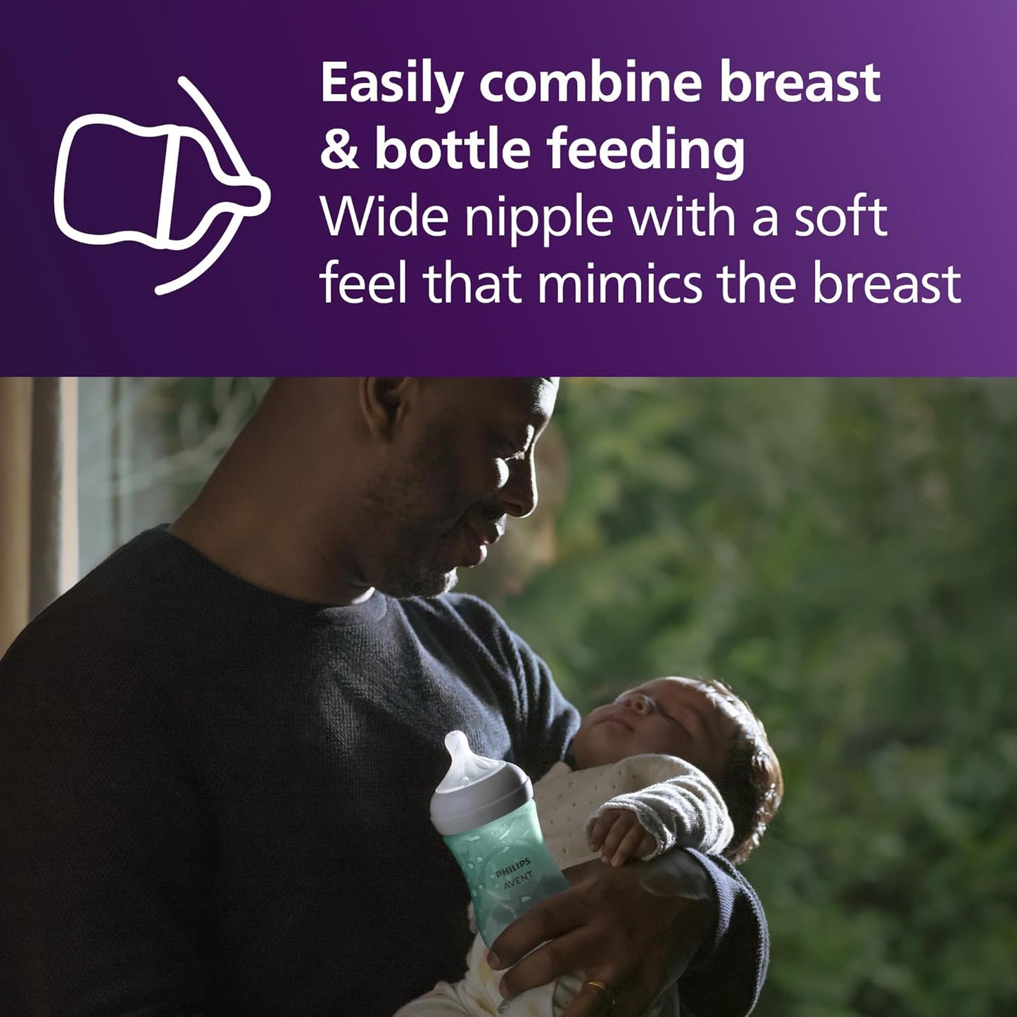 Philips Avent Natural Baby Bottles with Natural Response Nipples (Slow Flow, Flow 2), 4oz, 4-Pack, SCY900/04