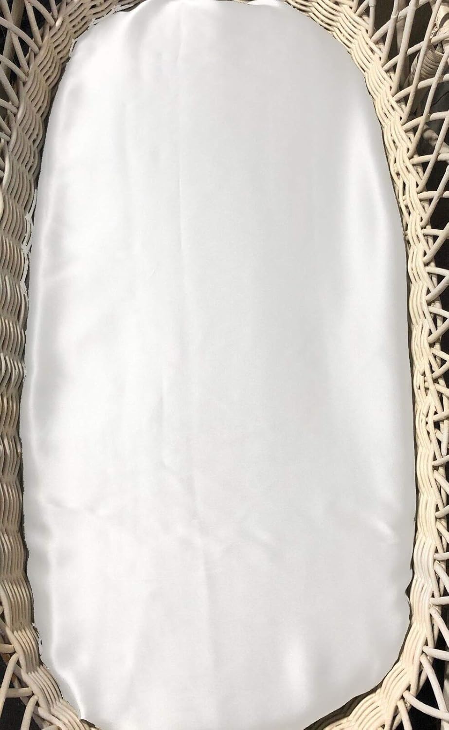 100% Mulberry Silk Cradle Sheets Fitted 18x36x4 - Great for Baby Hair, Fits Most Bedside Sleeper Bassinets Pad Mattress - Soft Silky for Girls Gift for Newborn and Infant, White