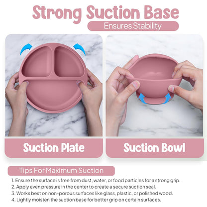 O'doe Baby Weaning Set – 15 Pcs Silicone Baby Feeding Set with Suction Plate, Bowl, Bib, Sippy Cup, Fruit Feeder & Freezer Tray – Baby Plates and Bowls Set for 3M+ | BPA-Free Baby Dishes & Utensils